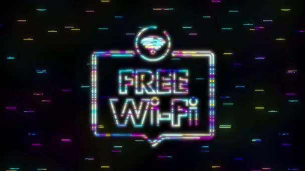Area wifi gratuita icona blu. Wi-Fi gratuito qui segno concetto. Motion Graphic — Video Stock