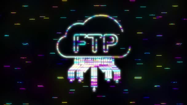 Εικονίδιο μεταφοράς αρχείων FTP. Εικονίδιο τεχνολογίας FTP. Μεταφορά δεδομένων στον εξυπηρετητή. Γραφικό κίνησης — Αρχείο Βίντεο