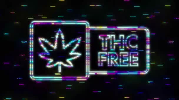 Icono creativo de Glitch hoja de cannabis. Plantilla para CBD Cannabidiol. Gráfico de movimiento — Vídeo de stock