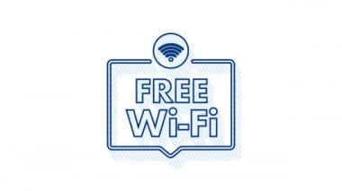 Bedava Wi-Fi bölgesi mavi simgesi. Ücretsiz kablosuz internet imza konsepti. Hareket Grafiği