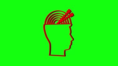 Tıbbi tasarım için beyin profilini hedefle. Üç boyutlu. İş stratejisi. Hareket Grafiği