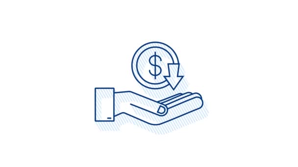 Shadow Down Dollar Iniciar sesión en la mano. gráfico de movimiento — Vídeo de stock