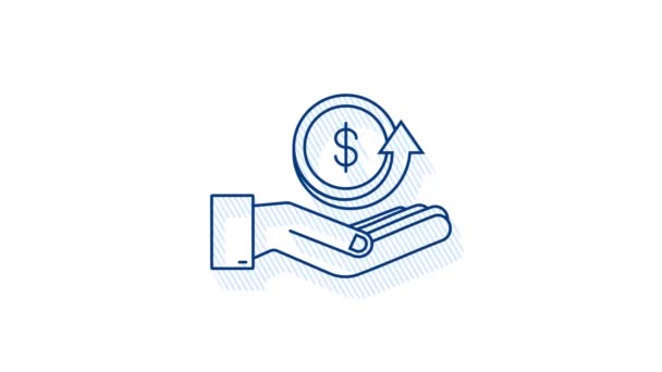 Shadow Cash atrás icono de la moneda con la mano. Etiqueta de devolución de dinero o reembolso de dinero. gráfico de movimiento — Vídeo de stock