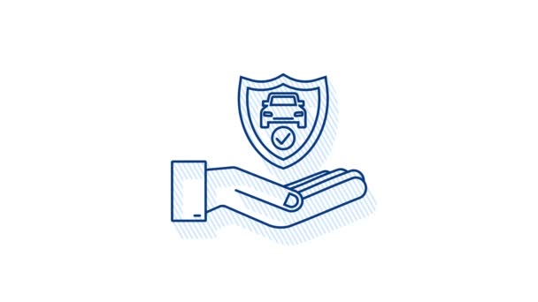 Car insurance contract document over hands. Shadow Shield icon. Protection. motion graphic — Stock Video