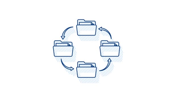 Icono de sombra con intercambio de archivos. Icono de almacenamiento en nube. Almacenamiento de datos. Gráfico de movimiento — Vídeo de stock