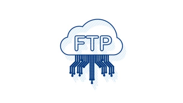 Icono de transferencia de archivos FTP. Icono de tecnología FTP. Transferir datos al servidor. Gráfico de movimiento — Vídeos de Stock
