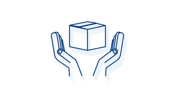 Shadow Carton pakketdoos in handen. Verzending levering symbool. Cadeaudoospictogram. bewegingsgrafiek — Stockvideo