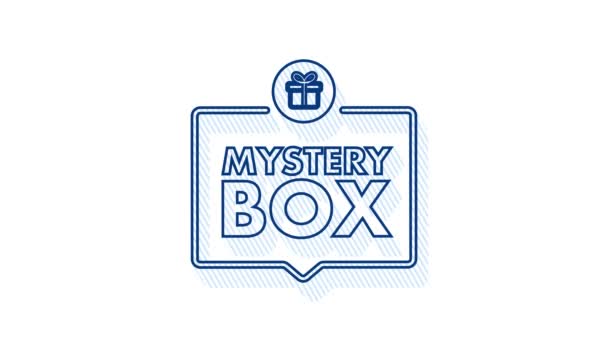 Mystery box banner. Verpackung für Konzeptdesign. Überraschungsgeschenk. Verpackungsdesign. Hilfe-Symbol. Fragezeichen. Bewegungsgrafik — Stockvideo