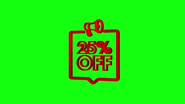 25 percent OFF Sale Discount Banner with megaphone. Discount offer price tag. 25 percent discount promotion 3d icon. Motion Graphic — Stock Video