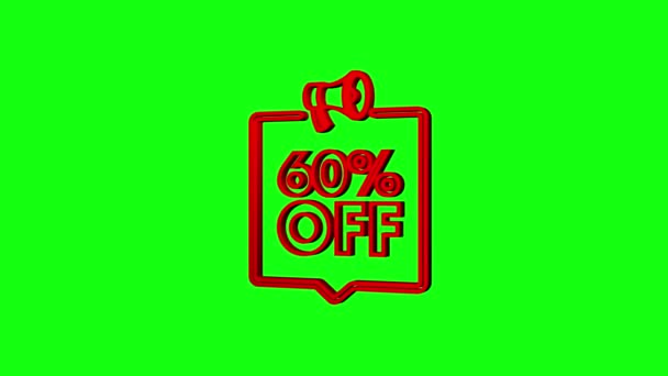 60% 의 OFF Sale Discount Banner 는 메가폰을 사용 합니다. 할인 가격표를 제시 한다. 60% 할인 판매 3d 아이콘. 운동 그래프 — 비디오