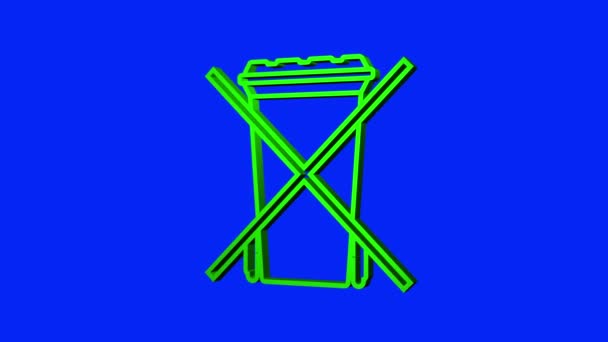 Icono sin contenedor de basura. Nada de basureros. Gráfico de movimiento — Vídeo de stock