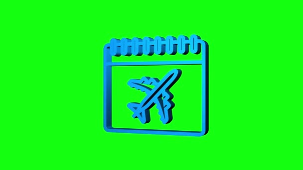 Avión de calendario para el diseño de viajes. Icono 3D. gráfico de movimiento — Vídeo de stock