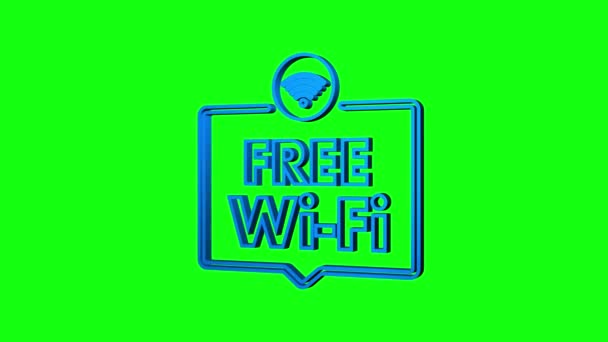 Free wifi zone blue icon. Wi-Fi gratis aquí concepto de signo. Gráfico de movimiento — Vídeo de stock