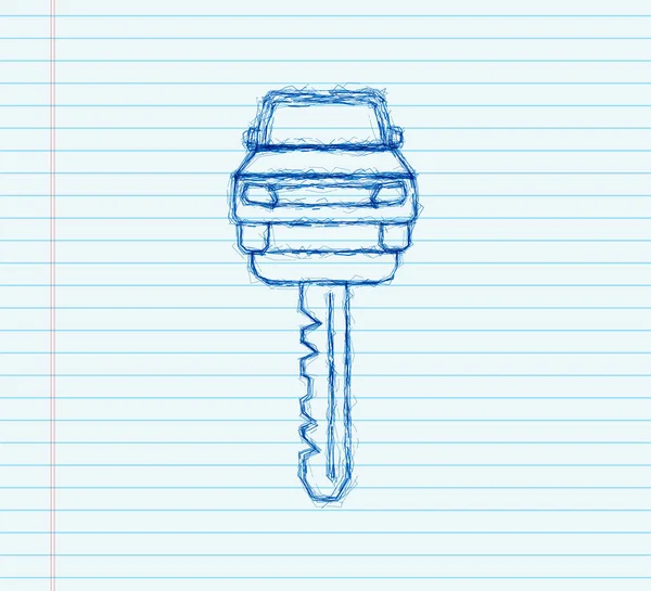 Llave del coche y del estilo del bosquejo del sistema de alarma. Ilustración vectorial. — Vector de stock