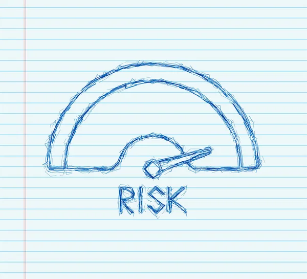 Riskikon på hastighetsmätaren. Högriskmätare. Skissikonen. Vektorillustration — Stock vektor