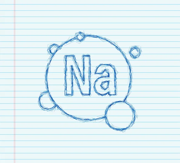 Na, Natrium 청색빛나는 알약 캡슐 스케치 아이콘. 벡터 주식 삽화. — 스톡 벡터