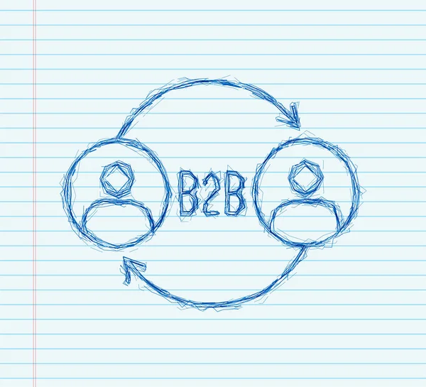 B2B prodejce produktů. kreslit ikonu. Prodej mezi podniky, metoda prodeje B2B. Vektorová ilustrace — Stockový vektor