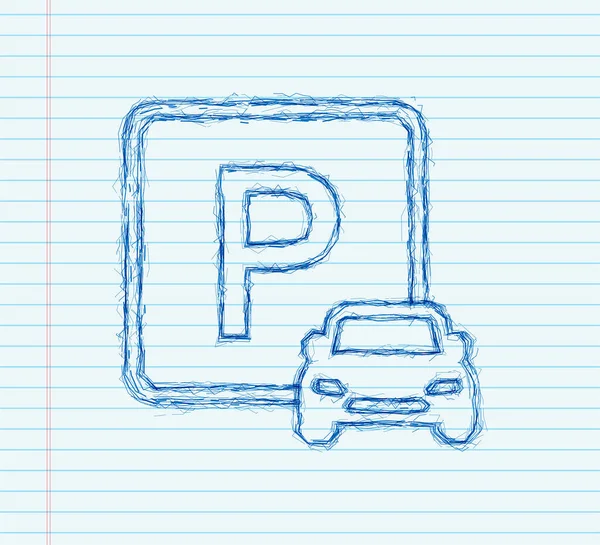 Vorlage mit blauem Parkplatz. Logo, Symbol, Etikett. Skizzensymbol. Web element. Vektoraktiendarstellung — Stockvektor