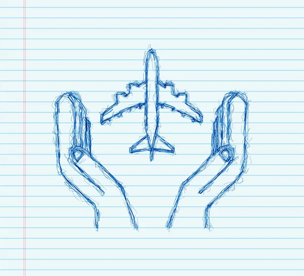 Samolot ręcznie szkic ikona, świetny projekt do dowolnych celów. Ręcznie rysowany papierowy samolot. Ciągły rysunek linii. Ikona wektora — Wektor stockowy