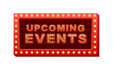 Retro ışık metni yaklaşan olaylar. Retro ampul. Vektör stok illüstrasyonu