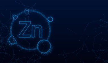 Zn, çinko, sağlık Pleksi işareti. Vitamin kompleksi. Sağlık sigortası konsepti. Yemek konsepti. Organik gıda ikonu. Vektör stok illüstrasyonu.