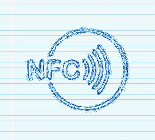 Ασύρματο σήμα πληρωμής χωρίς επικοινωνία. Τεχνολογία NFC. Επικοινωνία κοντά στο πεδίο. Σημάδι σκετς του Nfc. Εικονογράφηση διανύσματος — Διανυσματικό Αρχείο