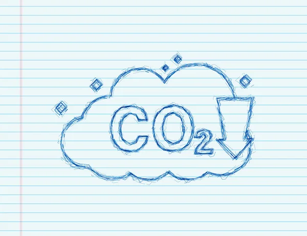 CO2-logo in schetsmatige stijl geïsoleerd op lege achtergrond. Vlak pictogram op witte achtergrond. Vectorlogo illustratie — Stockvector