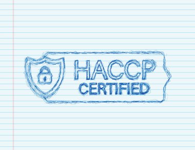 Beyaz arka planda HACCP sertifikalı simge. skeç ikonu. Vektör stok illüstrasyonu.