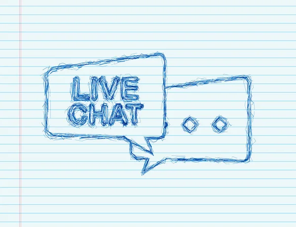 Chat ao vivo conceito de bolhas de fala. ícone de esboço. Ilustração do estoque vetorial. — Vetor de Stock