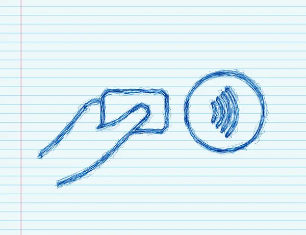 Logotipo de señal de pago inalámbrica sin contacto. Tecnología NFC. Comunicación de campo cercano. Signo de boceto de la NFC. Ilustración de stock vectorial — Archivo Imágenes Vectoriales