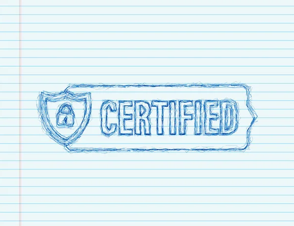 Vector de sello certificado aislado sobre fondo blanco. icono del boceto. — Vector de stock