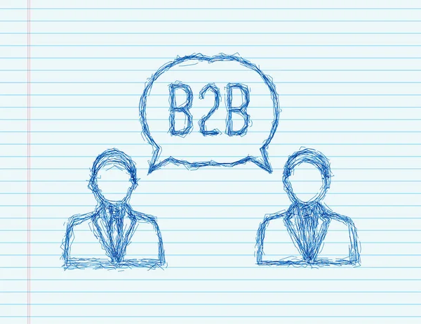 Vendedor de productos B2B. icono del boceto. Ventas de empresa a empresa, método de ventas B2B. Ilustración vectorial — Vector de stock