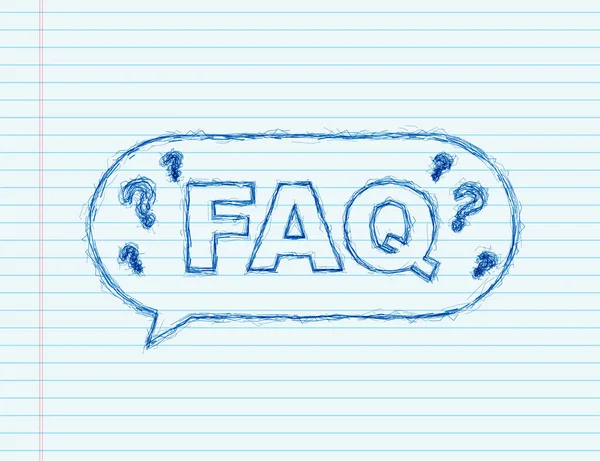Frequently asked questions FAQ banner. sketch icon. Computer with question icons. Vector illustration — Stock Vector