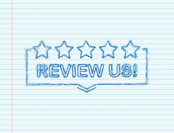 Review ons user rating concept. Bekijk en beoordeel ons sterren schets icoon. Bedrijfsconcept. Vectorillustratie — Stockvector