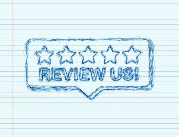 Review ons user rating concept. Bekijk en beoordeel ons sterren schets icoon. Bedrijfsconcept. Vectorillustratie — Stockvector