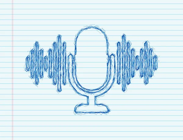 Podcast skiss ikon. Bricka, ikon, stämpel, logotyp. Neonikon. Illustration av vektorbeståndet — Stock vektor