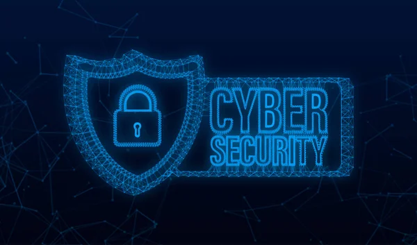Cyber-Sicherheitsvektor Plexus mit Schild und Häkchen. Sicherheitsschild-Konzept. Internetsicherheit. Vektorillustration — Stockvektor