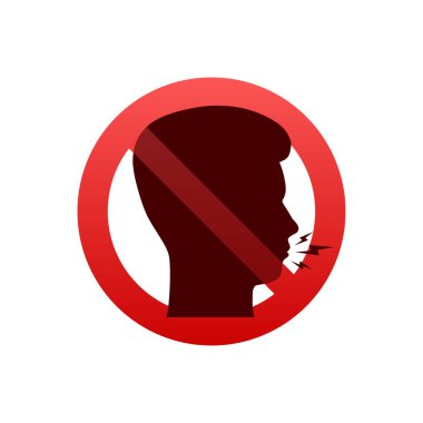 Gürültü yapmayın. Konuşmak yok. Sakin bir şekilde iletişim kurun. Vektör stok illüstrasyonu.