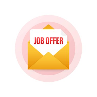 Eyüp ile Zarfta Mesaj Verin. İşe alım, Adaylar. İş arama başarısı. Vektör stok illüstrasyonu.