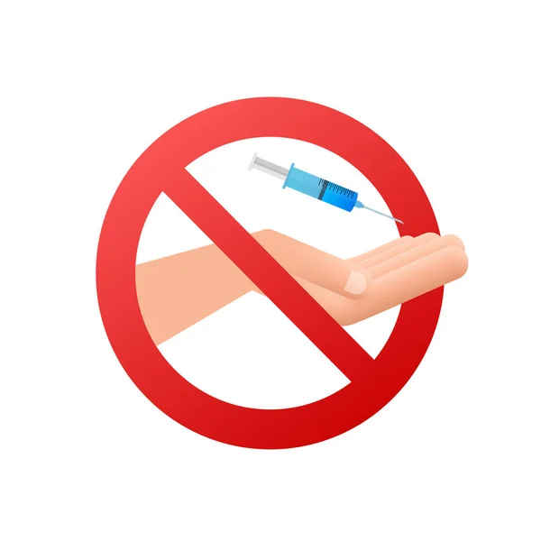 停止吸毒标志。没有注射器禁止接种，禁止注射。矢量存量说明. — 图库矢量图片
