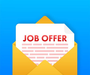 Eyüp ile Zarfta Mesaj Verin. İşe alım, Adaylar. İş arama başarısı. Vektör stok illüstrasyonu.