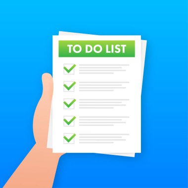 Denetim listesi simgesine sahip pano. Web için denetim listesi simgesi olan pano. Vektör stok illüstrasyon.