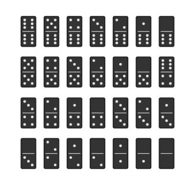 Domino oyunu tam set. oyun grafik ögesi. Vektör stok illüstrasyonu.