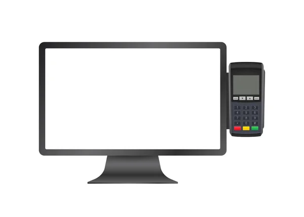 Pos Tablet-Computer, Registrierkassen-Ausrüstung. Wirtschaftsvektorsymbol. — Stockvektor