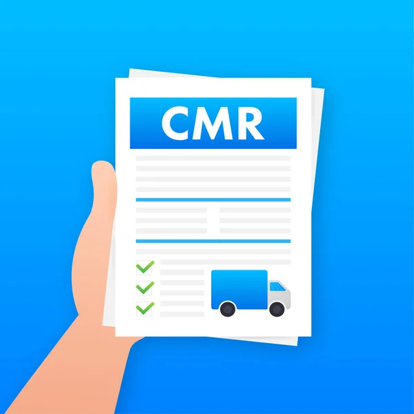 Document de transport CMR. Icône affaires. Réglementation des transports internationaux. Illustration vectorielle. — Image vectorielle