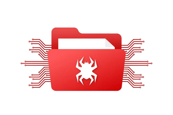 Computer virus on file. Virus protection. Flat icon. Vector stock illustration — Stock Vector