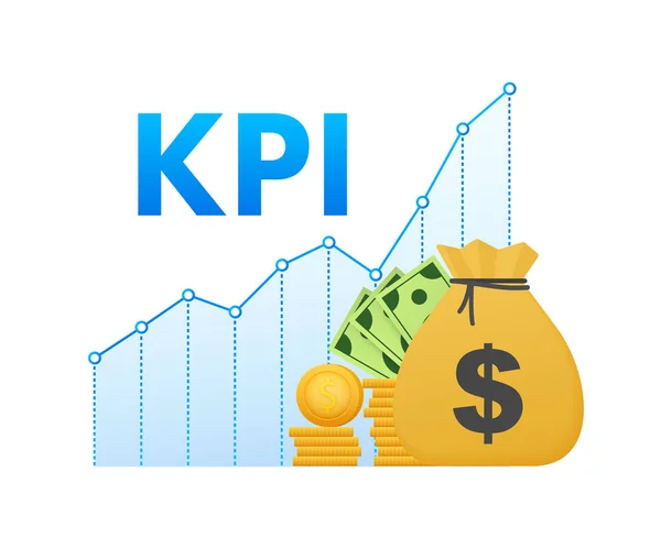 Ukazatel výkonnosti klíčů KPI. Měření, Optimalizace, Strategie. Vektorová ilustrace — Stockový vektor