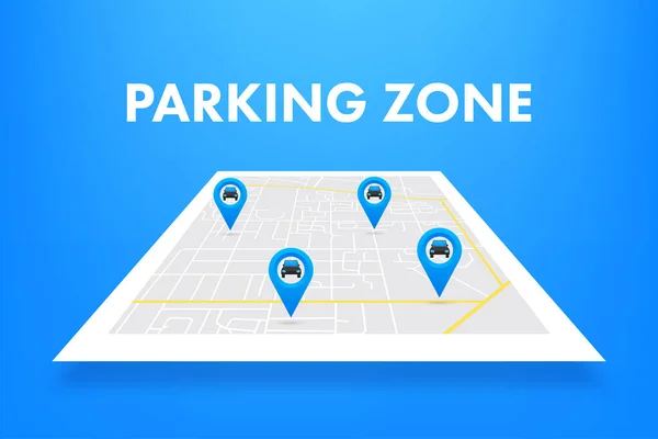 Placa de estacionamento, pino de mapa da zona de estacionamento. Sinal de estrada. Ícone de estacionamento. Ilustração do estoque vetorial — Vetor de Stock