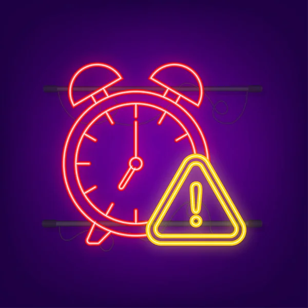 Vintage neon icoon met rood alarm op halve toon. icoon van de meldingsbel. — Stockvector