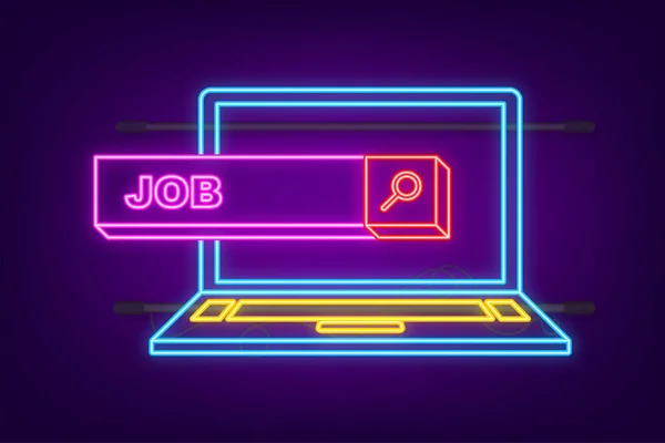 Recrutamento de emprego, grande design para qualquer finalidade. Pesquisa vetor de ícone de néon. Modelo de design de cartaz de contratação de emprego. —  Vetores de Stock